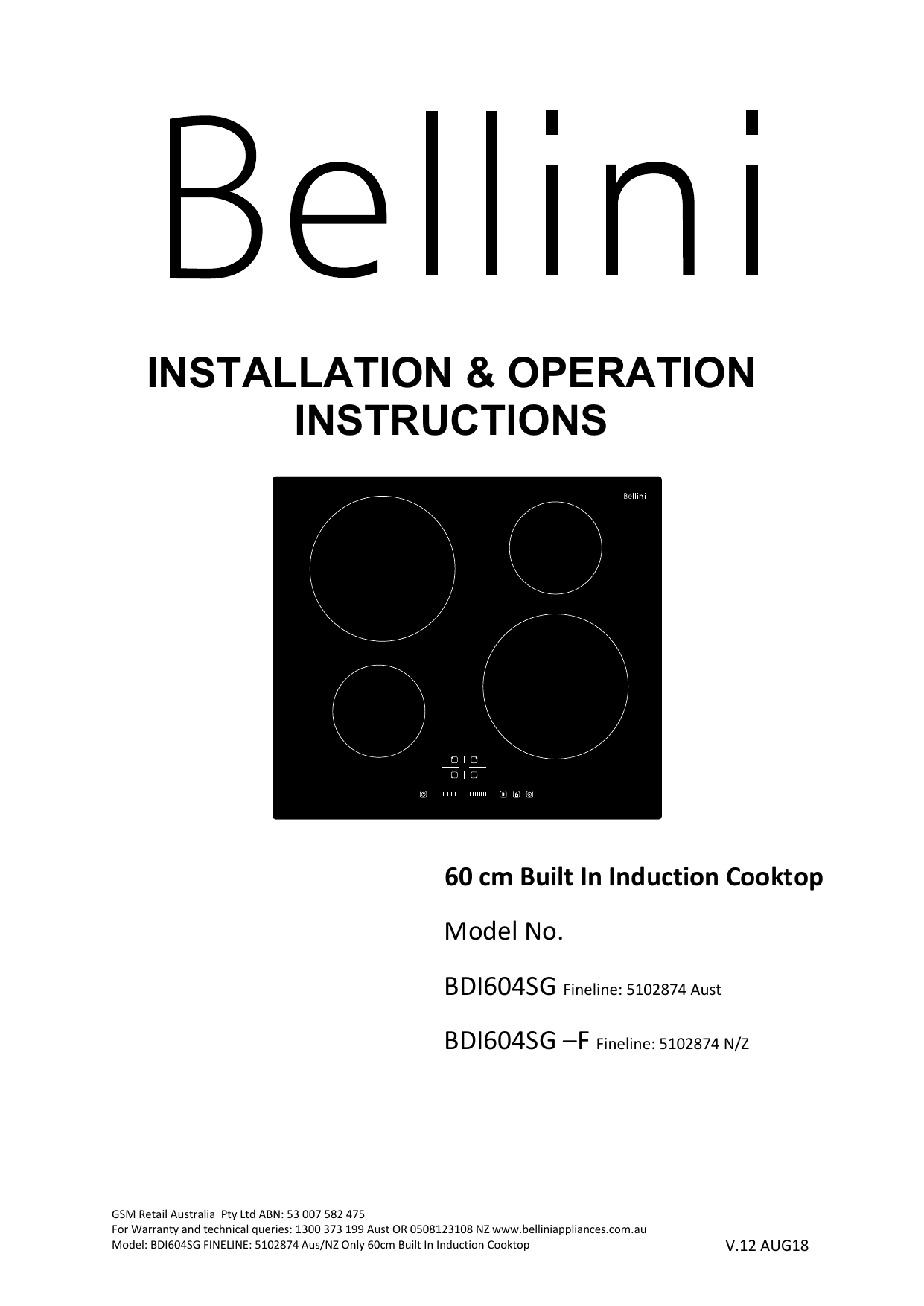 Bellini BDI604SGF User guide Manualzz