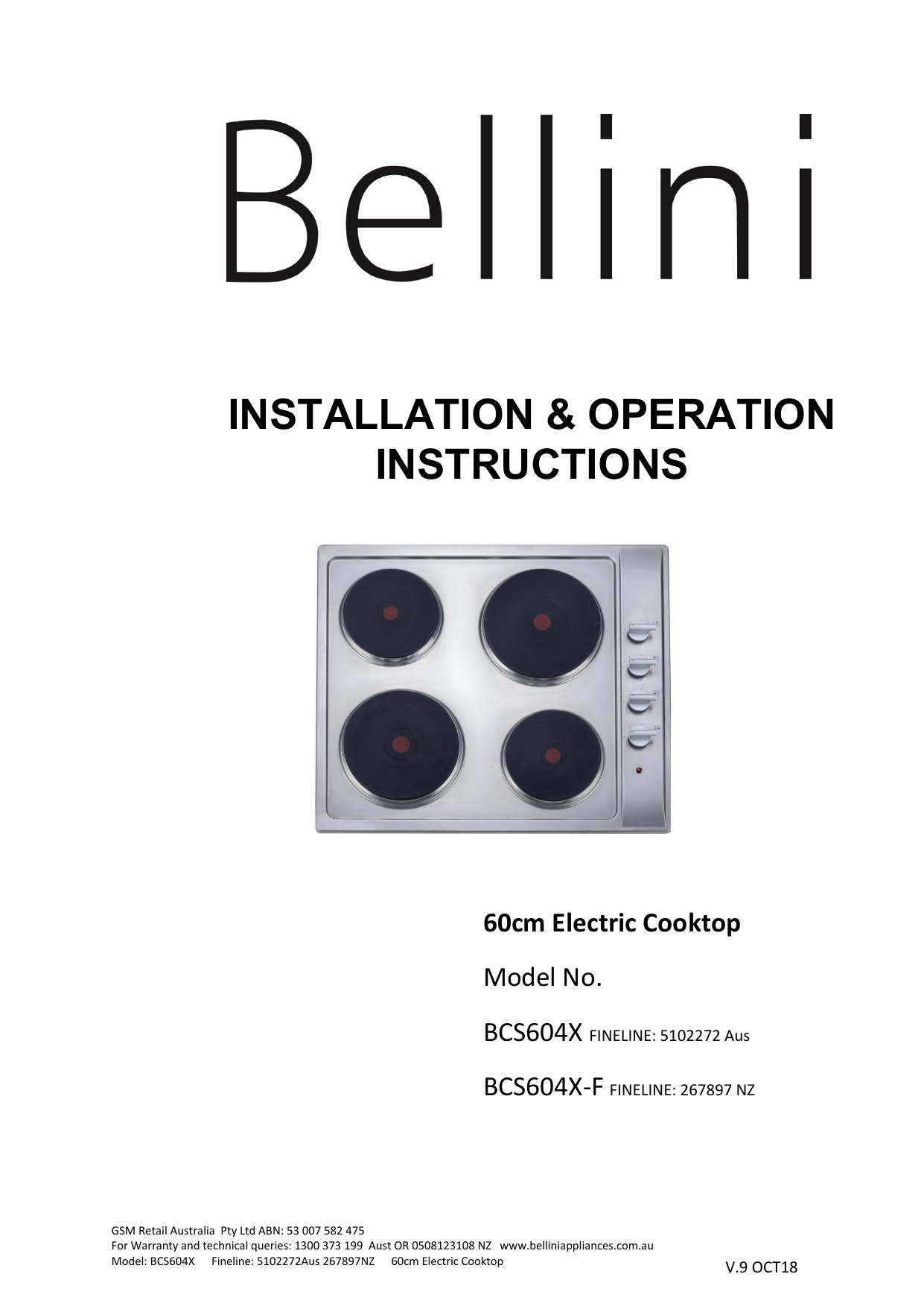 bellini electric cooktop