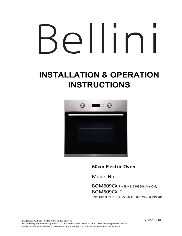 Bellini BP470EC User guide Manualzz