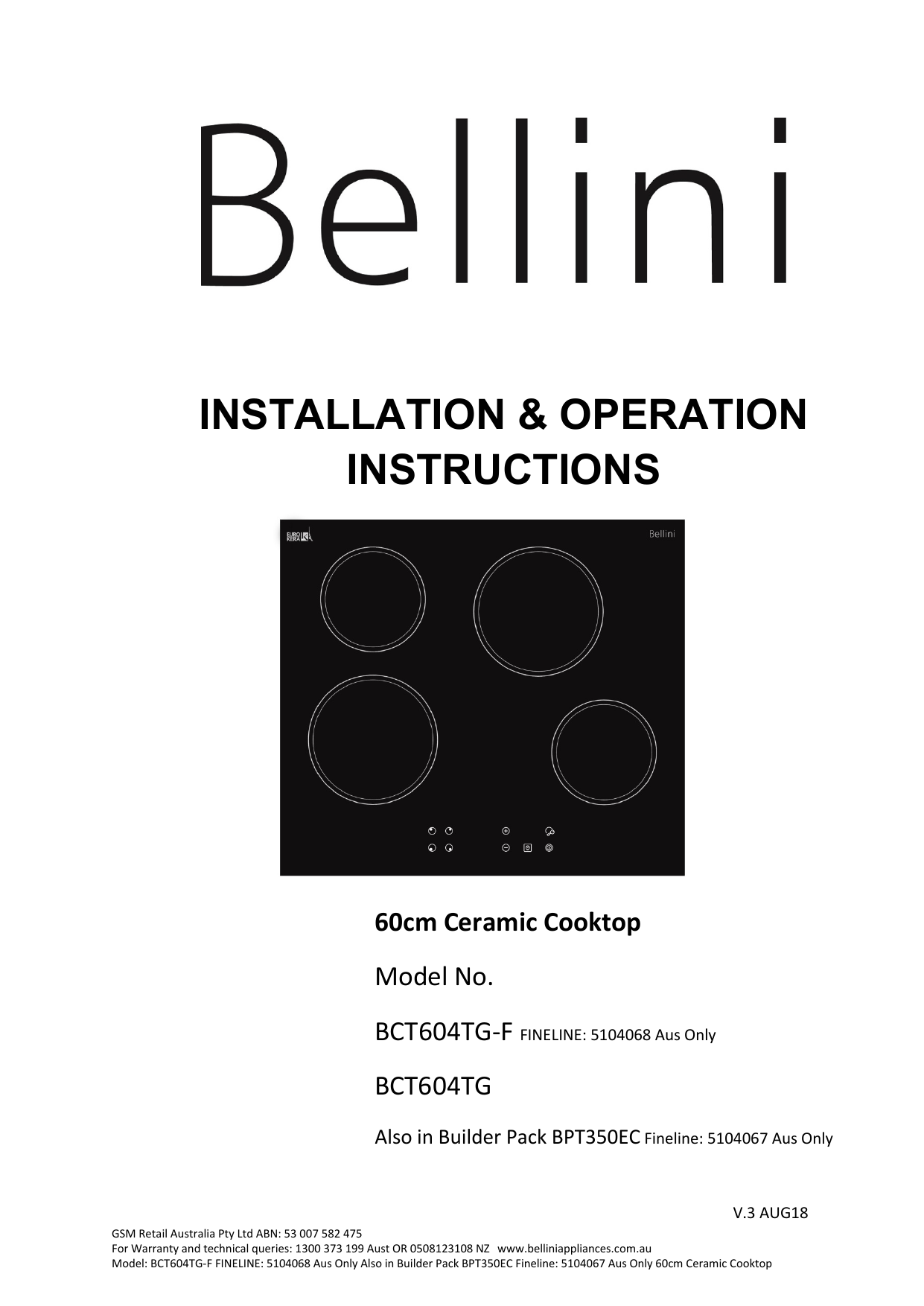 Bellini BPT350EC User guide Manualzz