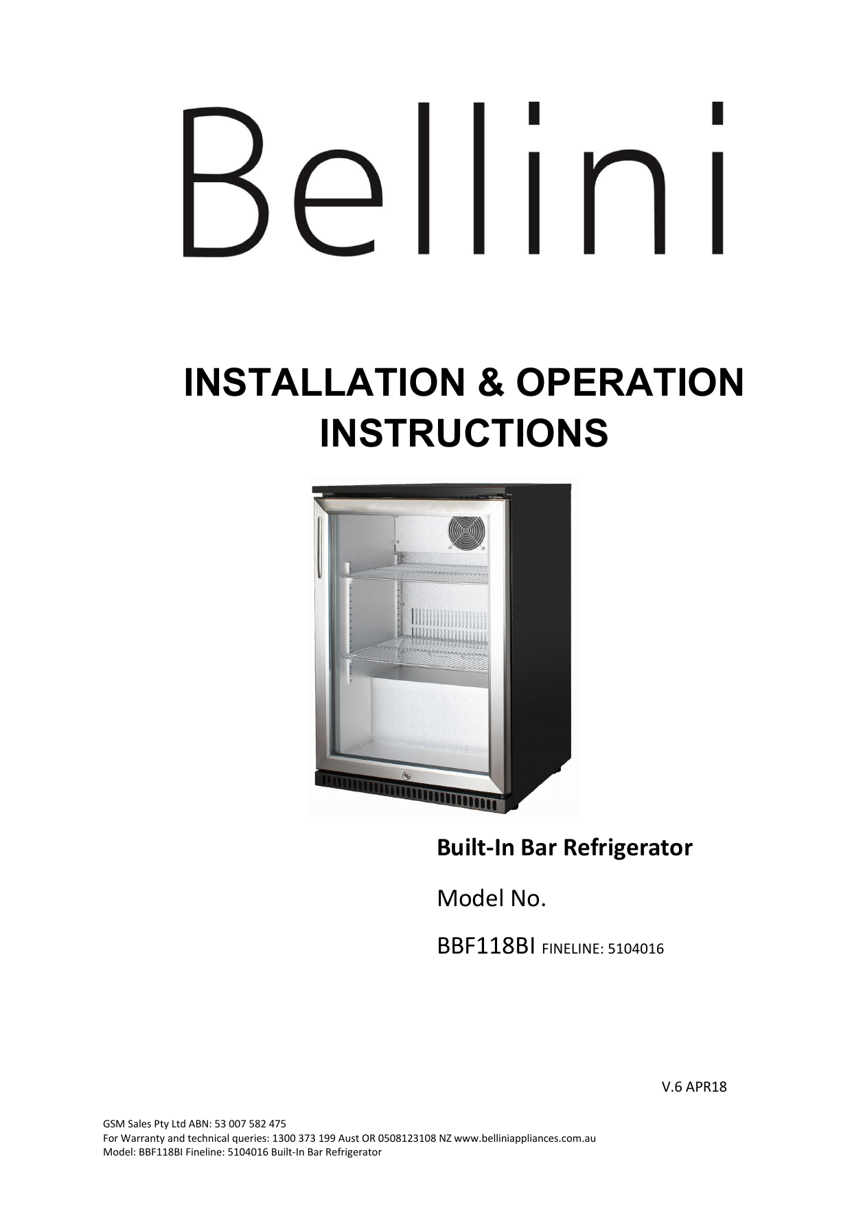 Bellini BBF118BI User guide Manualzz