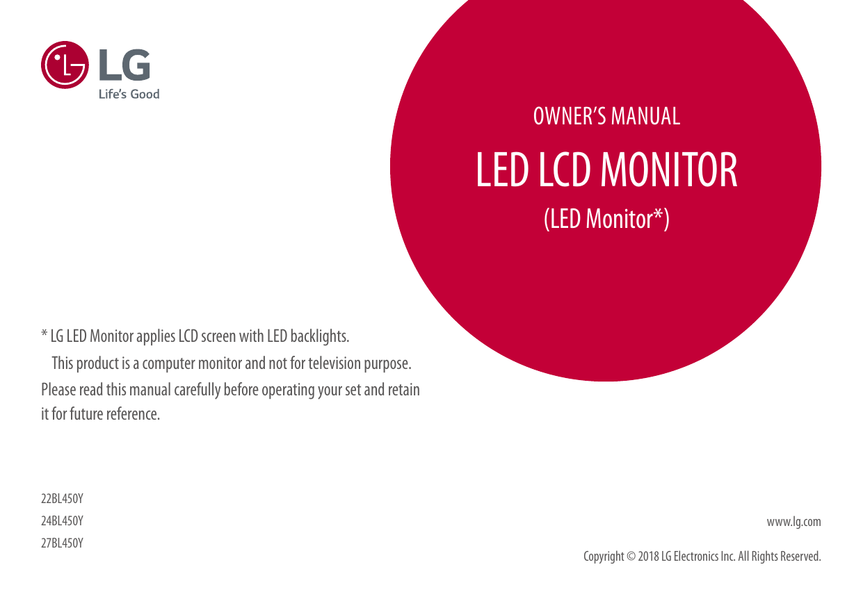 LG 24BL450Y-B Owner's manual | Manualzz