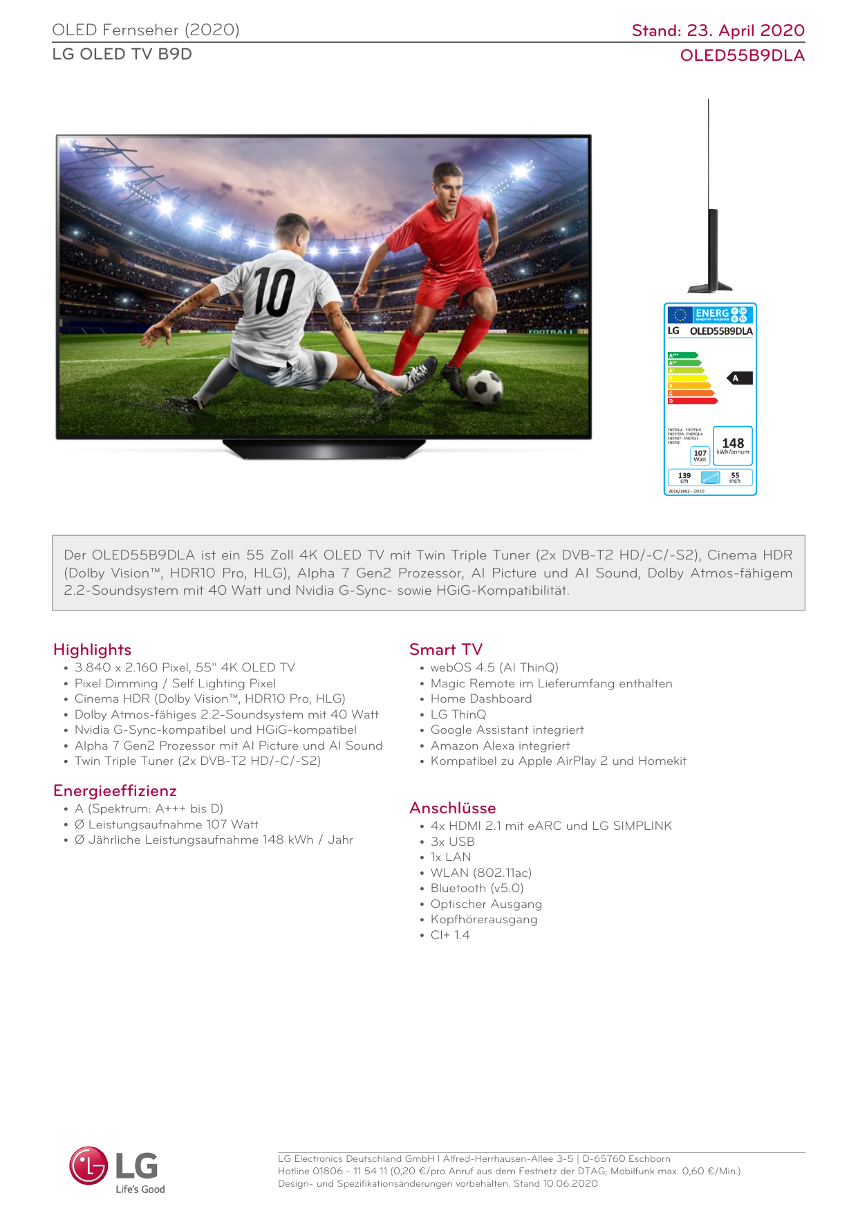 Lg Oled55b9dla Datasheet Manualzz