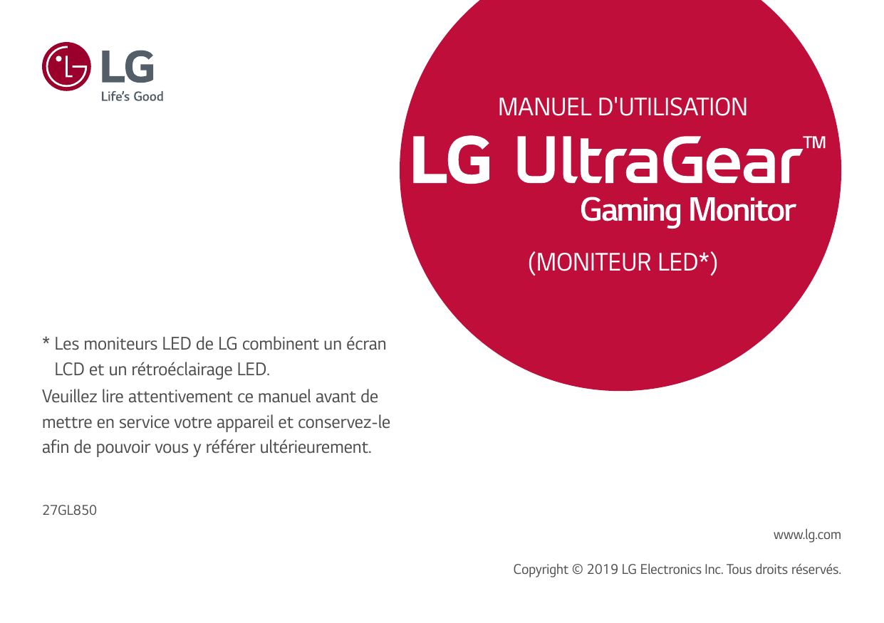 Lg 27gl850 B Manuel Du Proprietaire Manualzz