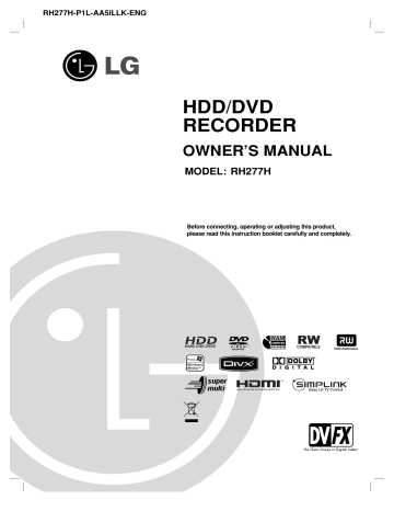 LG RH277H-P1L Owner's Manual | Manualzz
