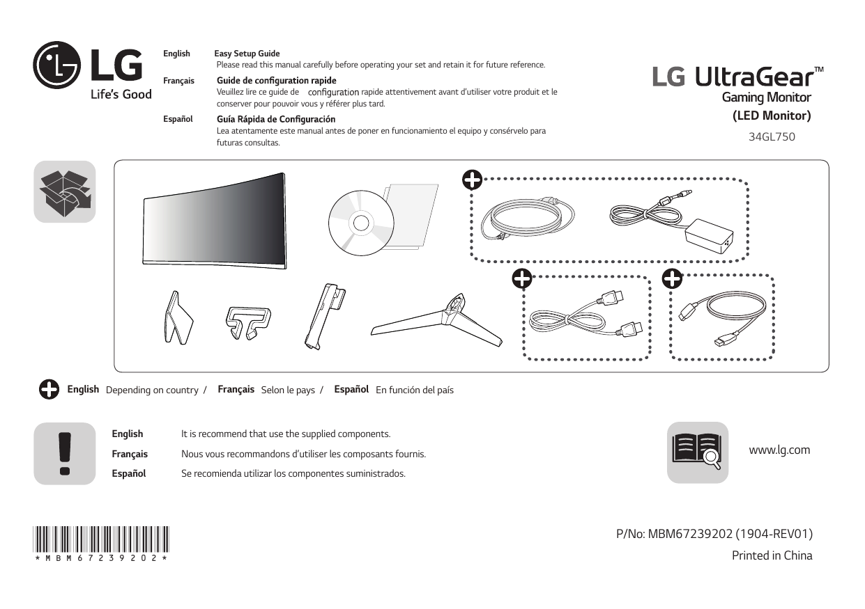 LG 34GL750-B Quick setup guide | Manualzz