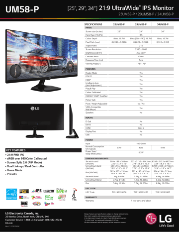 lg 25um58 specs