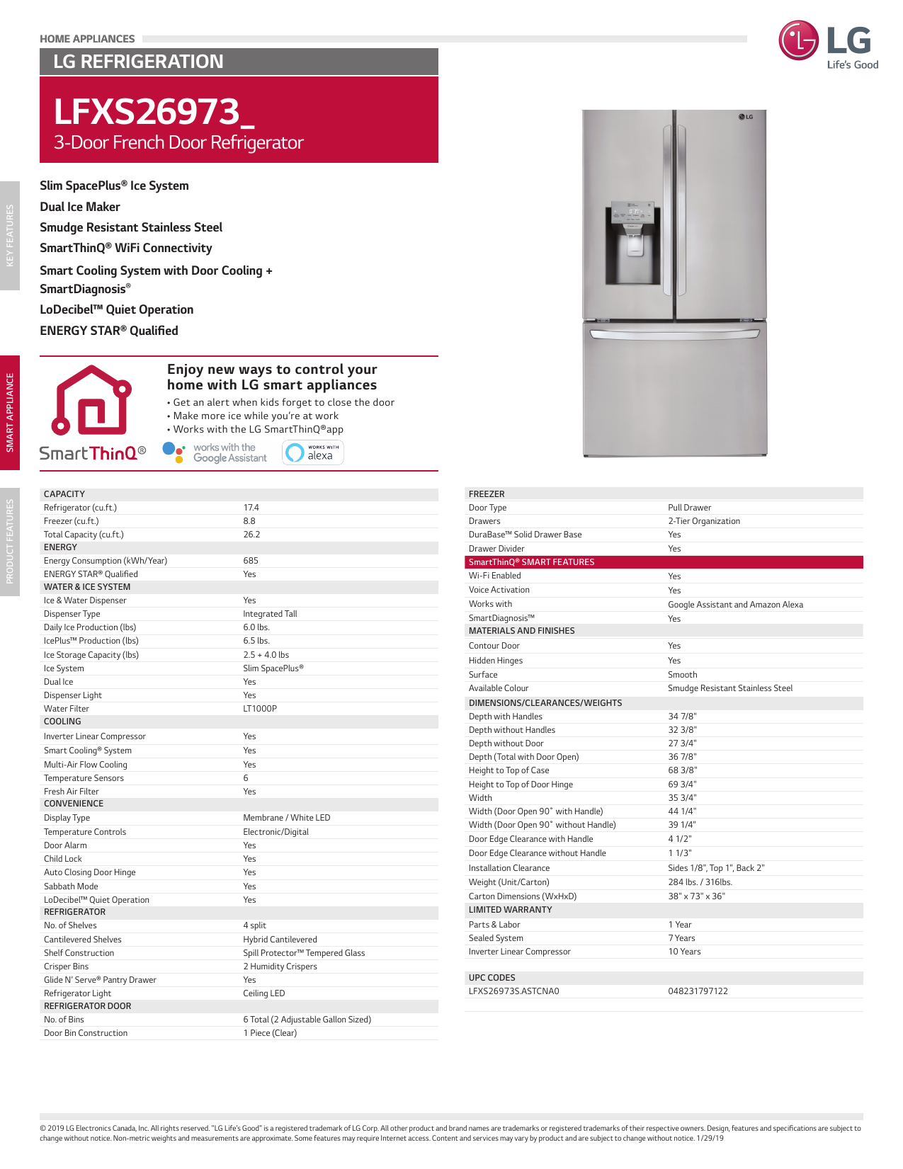 Lg Lfxs26973s Specification Manualzz