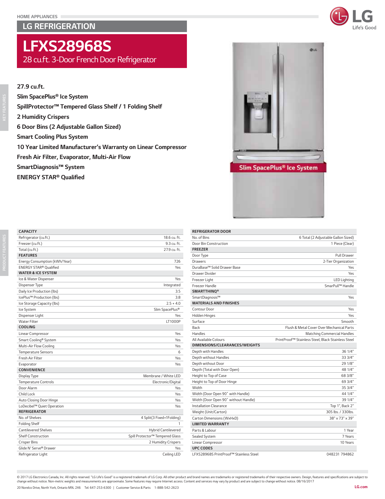 lg lfxs28968s dimensions