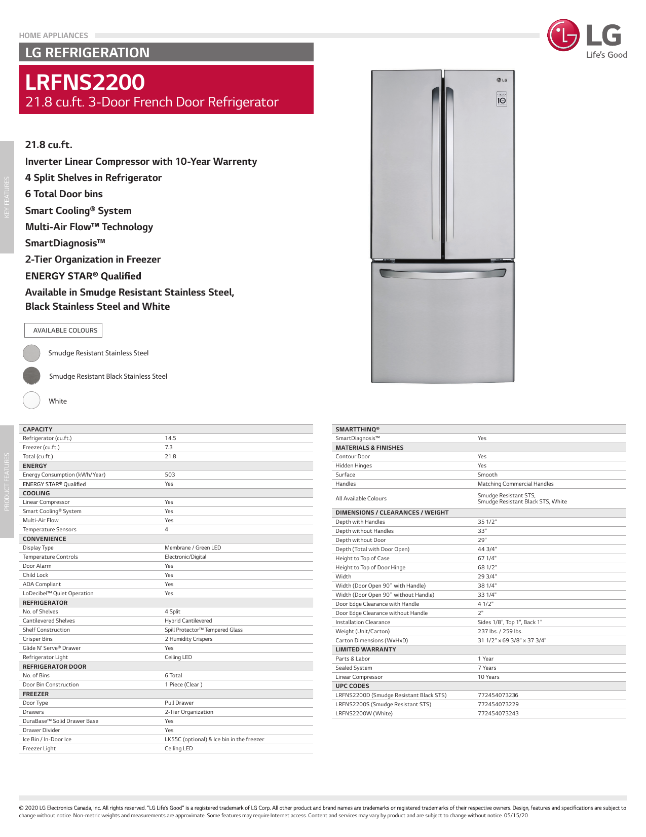 Lg Lrfns2200d Specification Manualzz