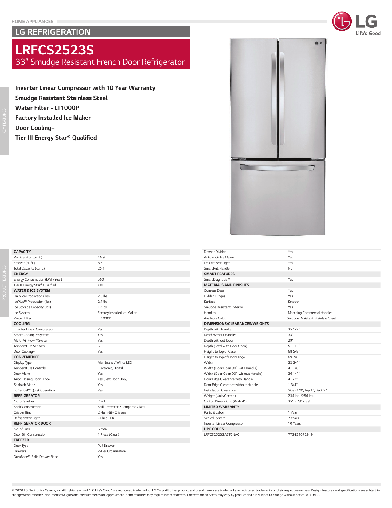 Lg Lrfcs2523s Specification Manualzz