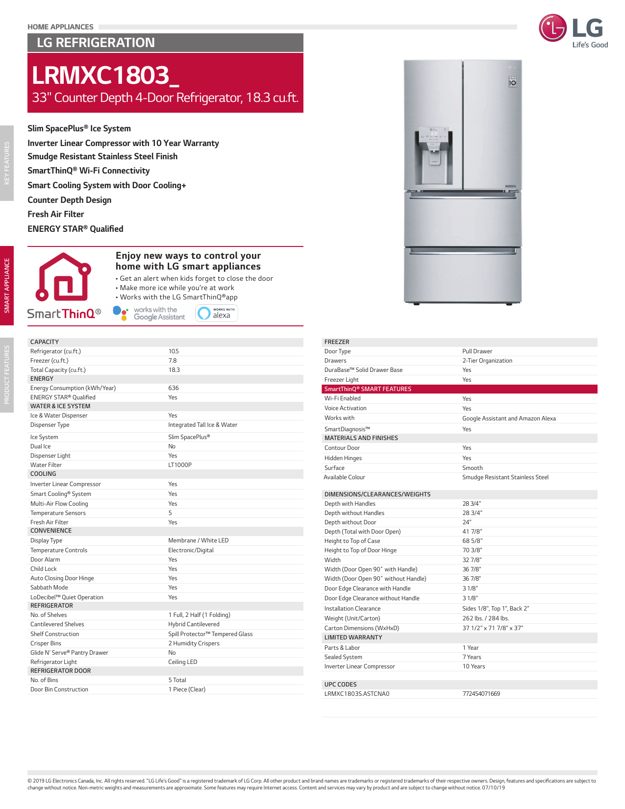 Lg Lrmxc1803s Specification Manualzz