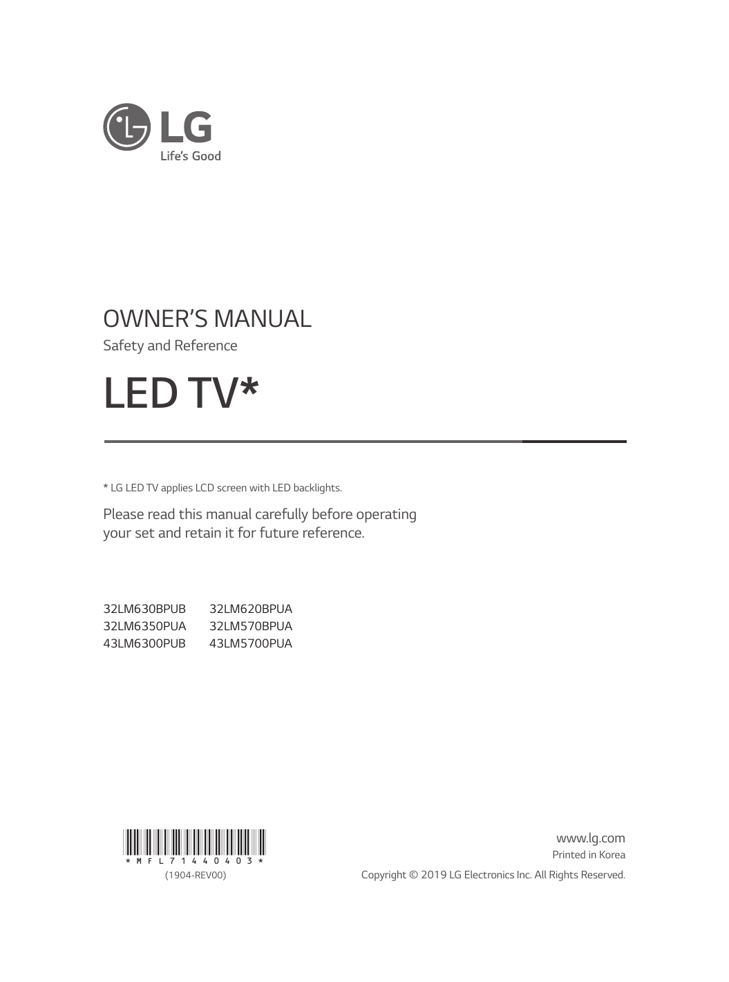 LG 43LM5700PUA Owner's manual | Manualzz