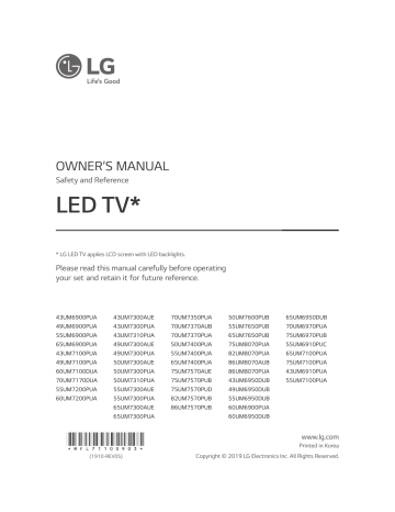 LG 43UM7300AUE, 49UM6900PUA, 43UM6910PUA, 49UM7300AUE Owner's manual