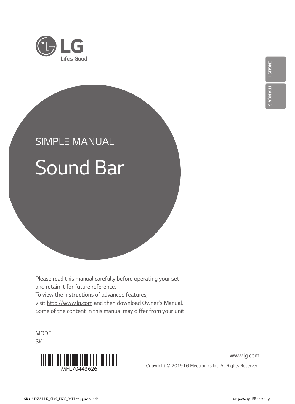 lg sound bar sk1 manual
