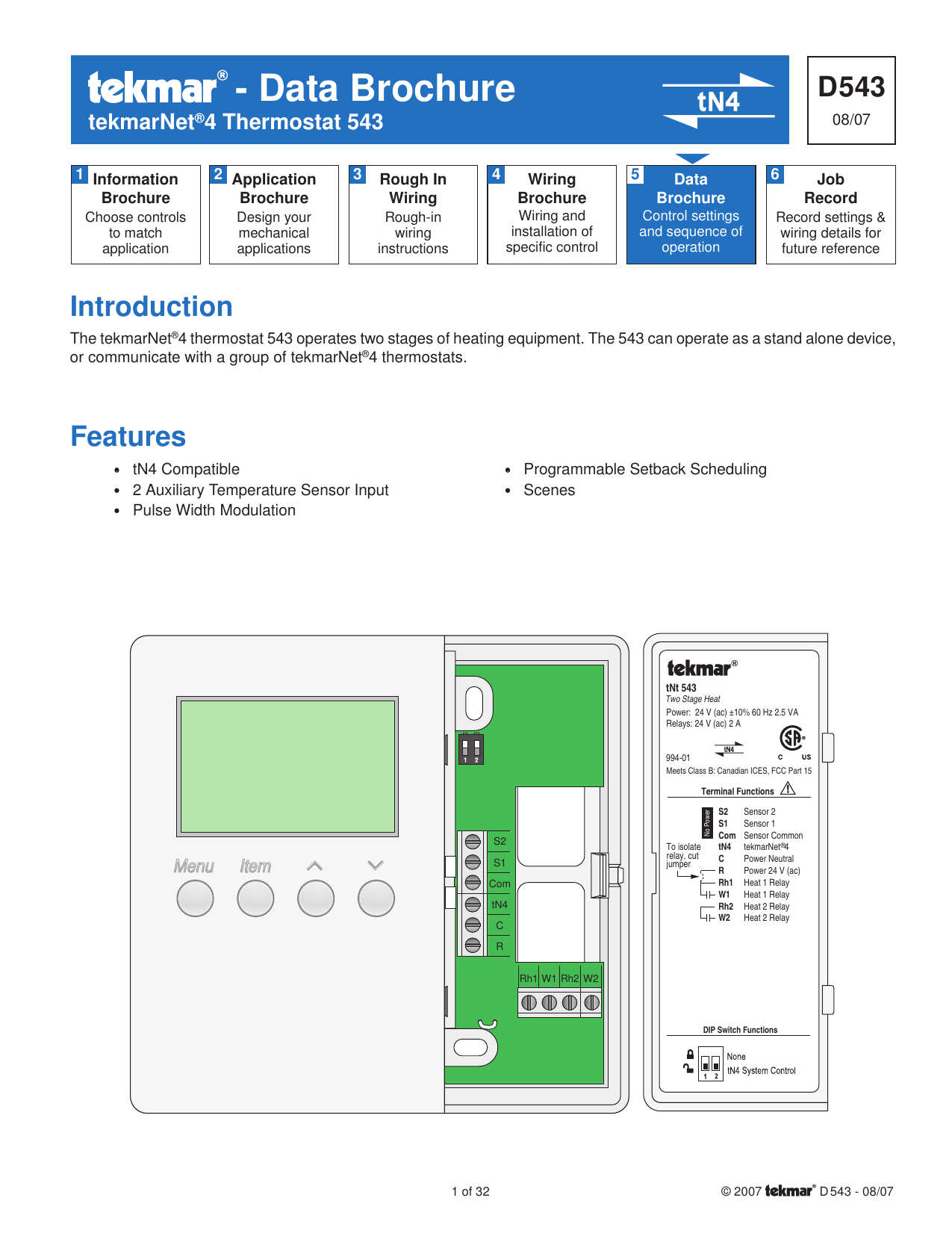 tekmar 4 Thermostat 543 User manual | Manualzz