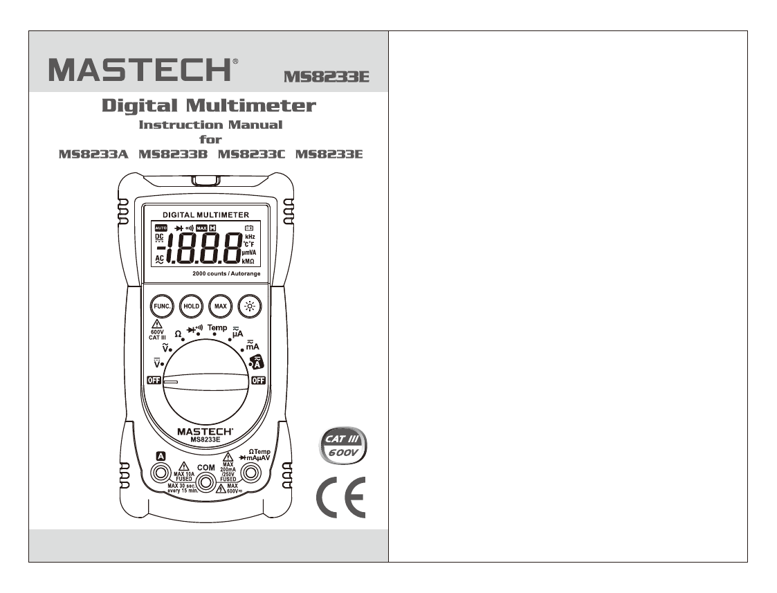 Mastech MS8233A User manual Manualzz