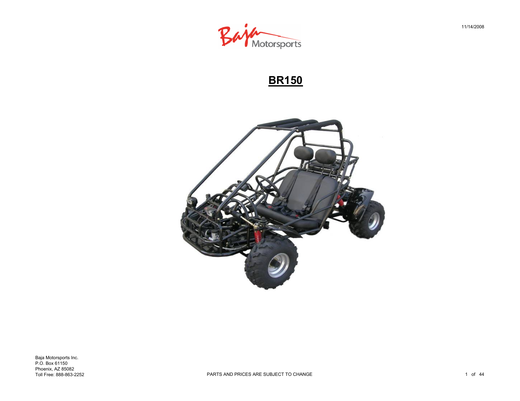 Baja motorsports BR150-1 User manual | Manualzz