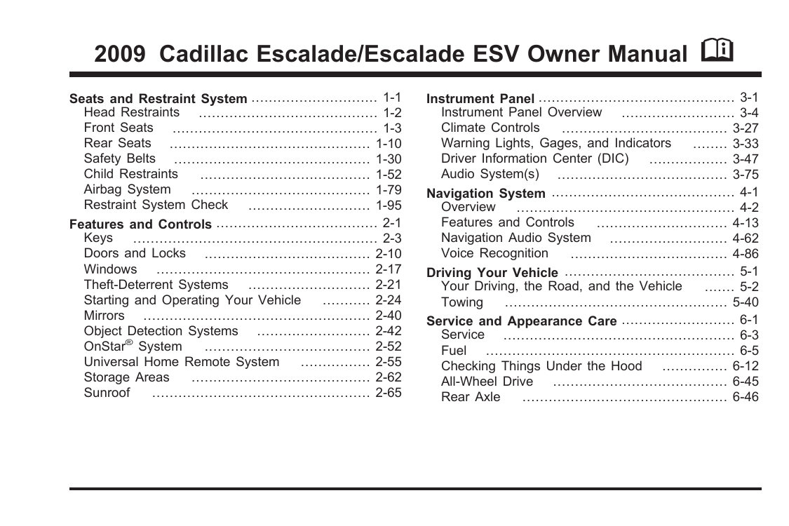 Cadillac 2009 Escalade ESV Owner's Manual | Manualzz