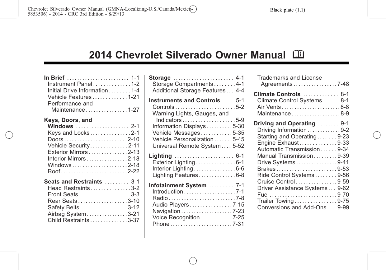 Chevrolet Silverado 1500 2014, 2014 Silverado 1500 Owner's manual