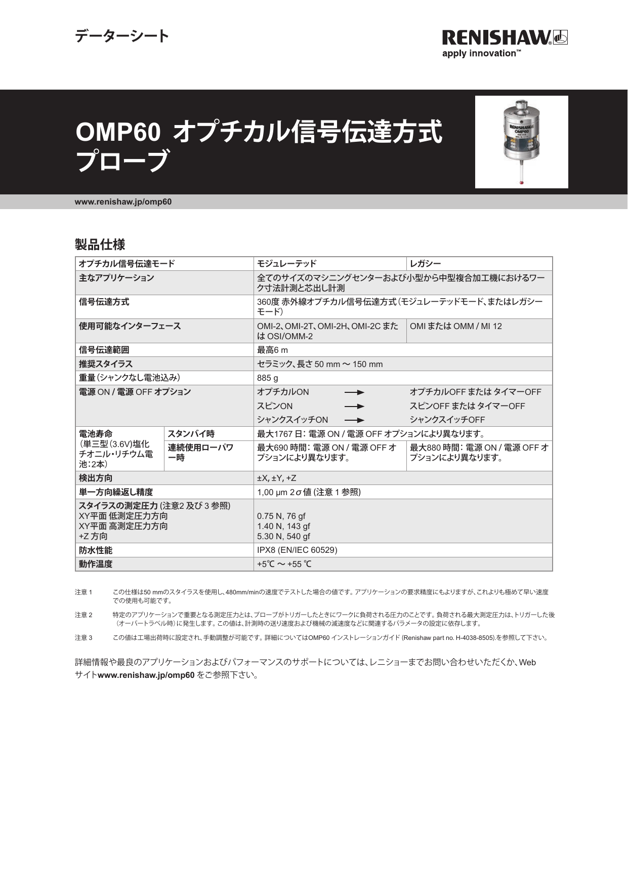 Renishaw OMP60 optical machine probe ユーザーマニュアル | Manualzz