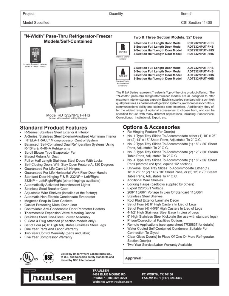 Traulsen ADT332NPUT-FHS User manual | Manualzz