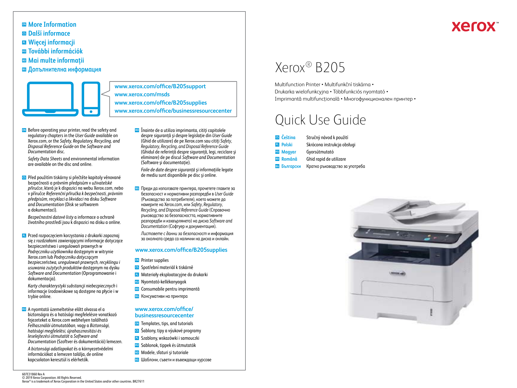 Xerox B205 Multifunction Printer Instrukcja | Manualzz