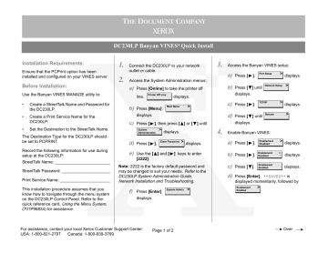 Xerox 230 LP Document Centre Installation Guide | Manualzz