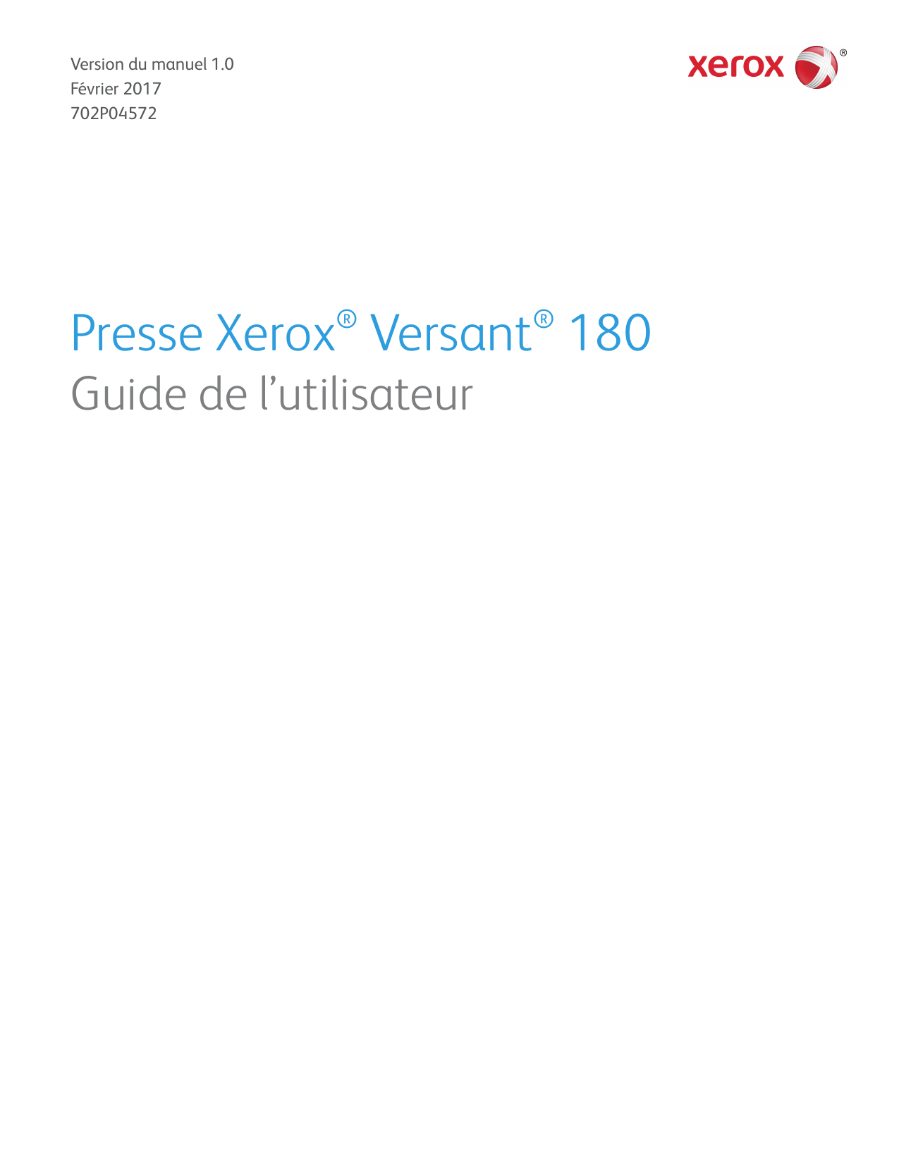 Xerox Versant 180 Press Mode d'emploi | Manualzz