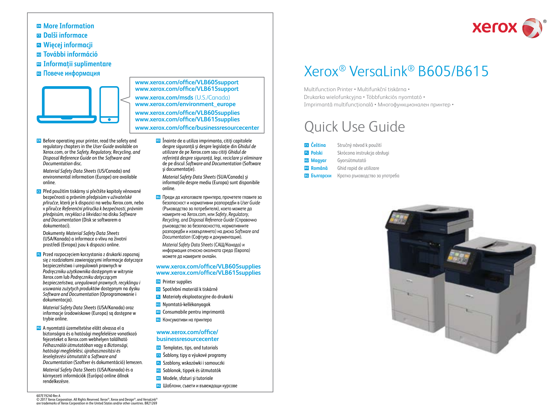 Xerox VersaLink B605/B615 Multifunction Printer Instrukcja | Manualzz