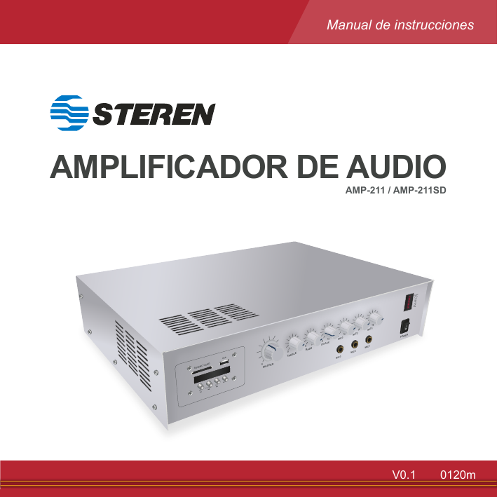 Amplificador de audio de 210 W con Bluetooth y reproduc