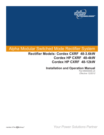 Alpha Technologies Cordex HP 4.0kW Modular Switched Mode Rectifier