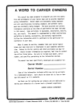 Carver 2896 1982 Owner's Guide