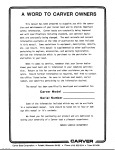 Carver 3607 1982 Owner's Guide: Read Online &amp; Download PDF
