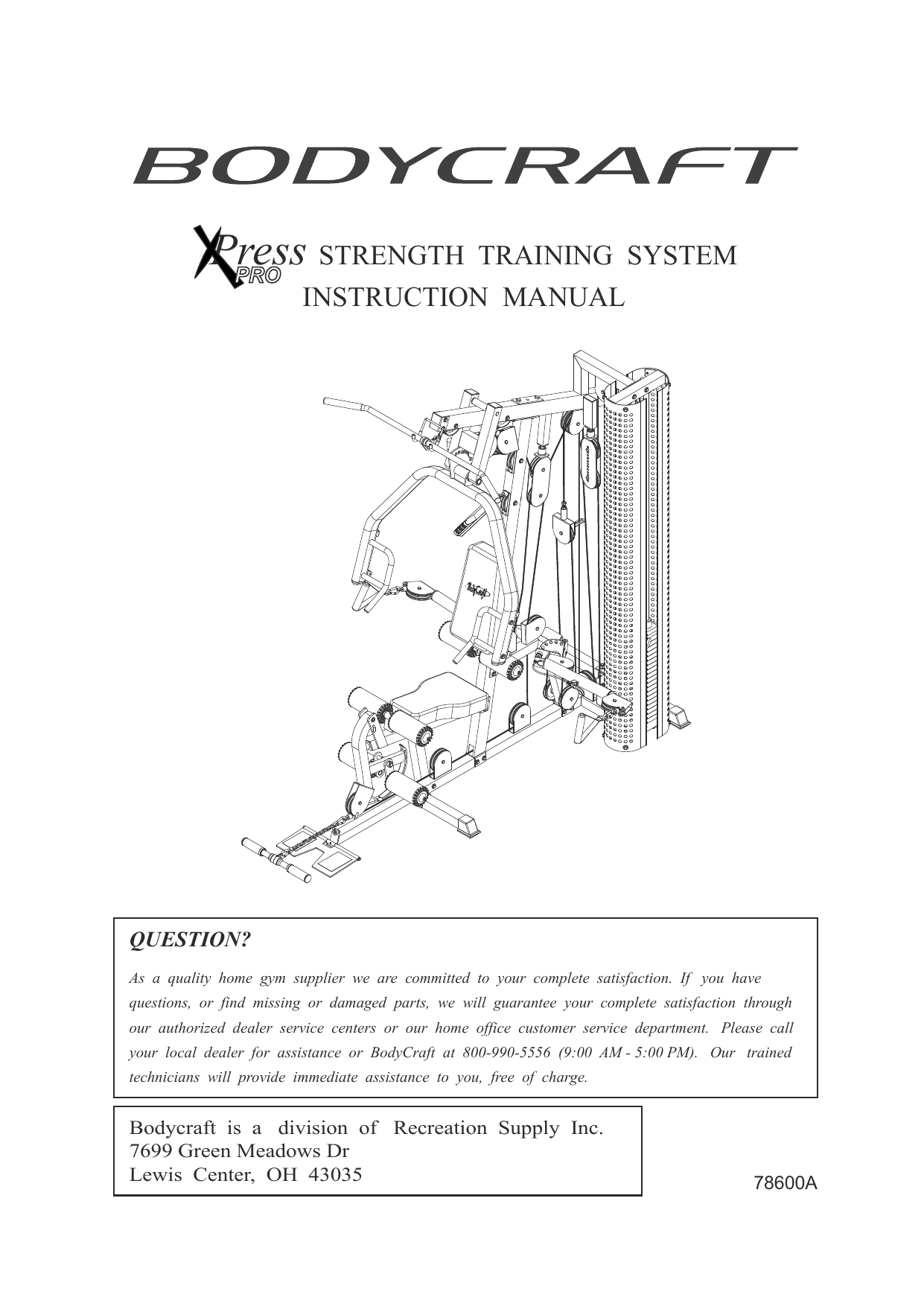 Bodycraft xpress discount pro exercise chart