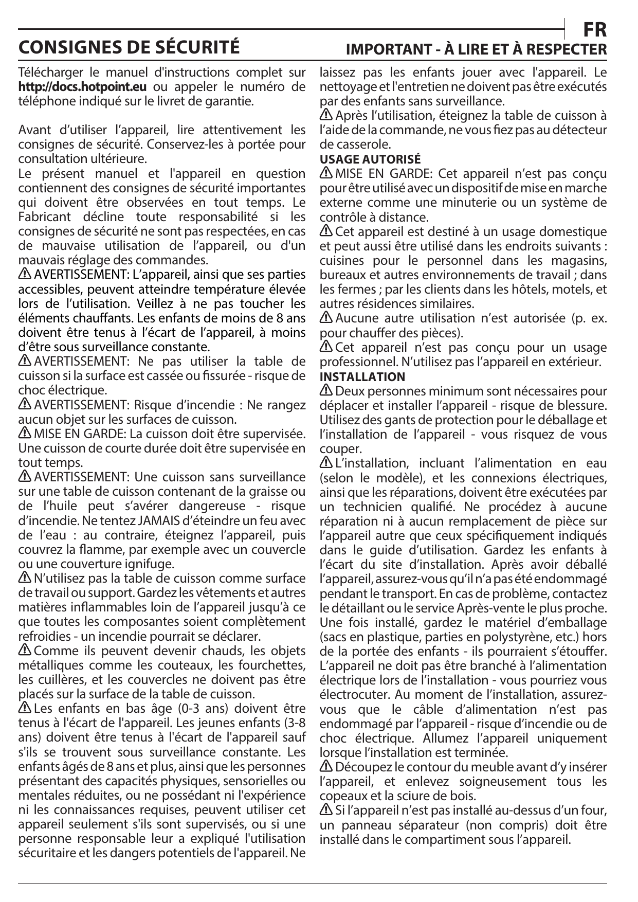HOTPOINT/ARISTON HQ 2260S NE Mode d'emploi | Manualzz