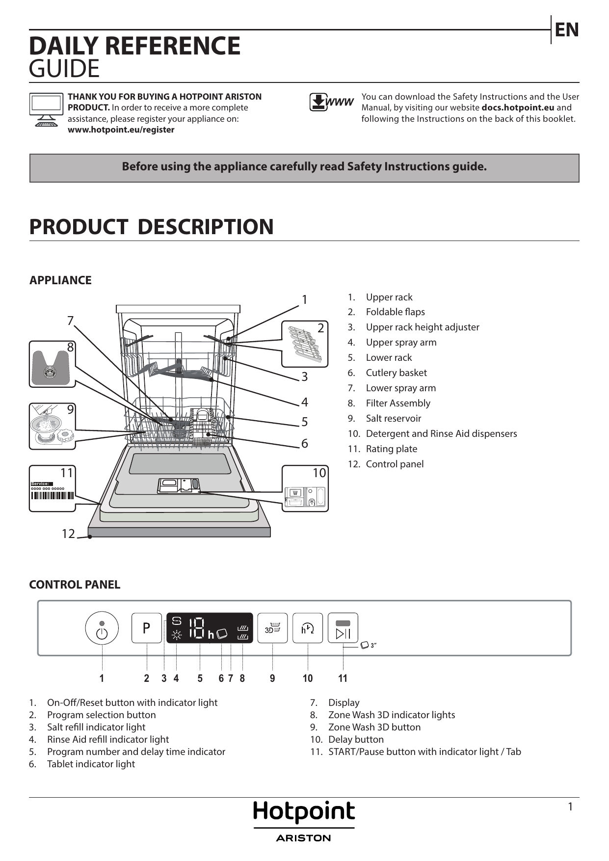 Hotpoint HIC 3C41 CW Setup and user guide | Manualzz