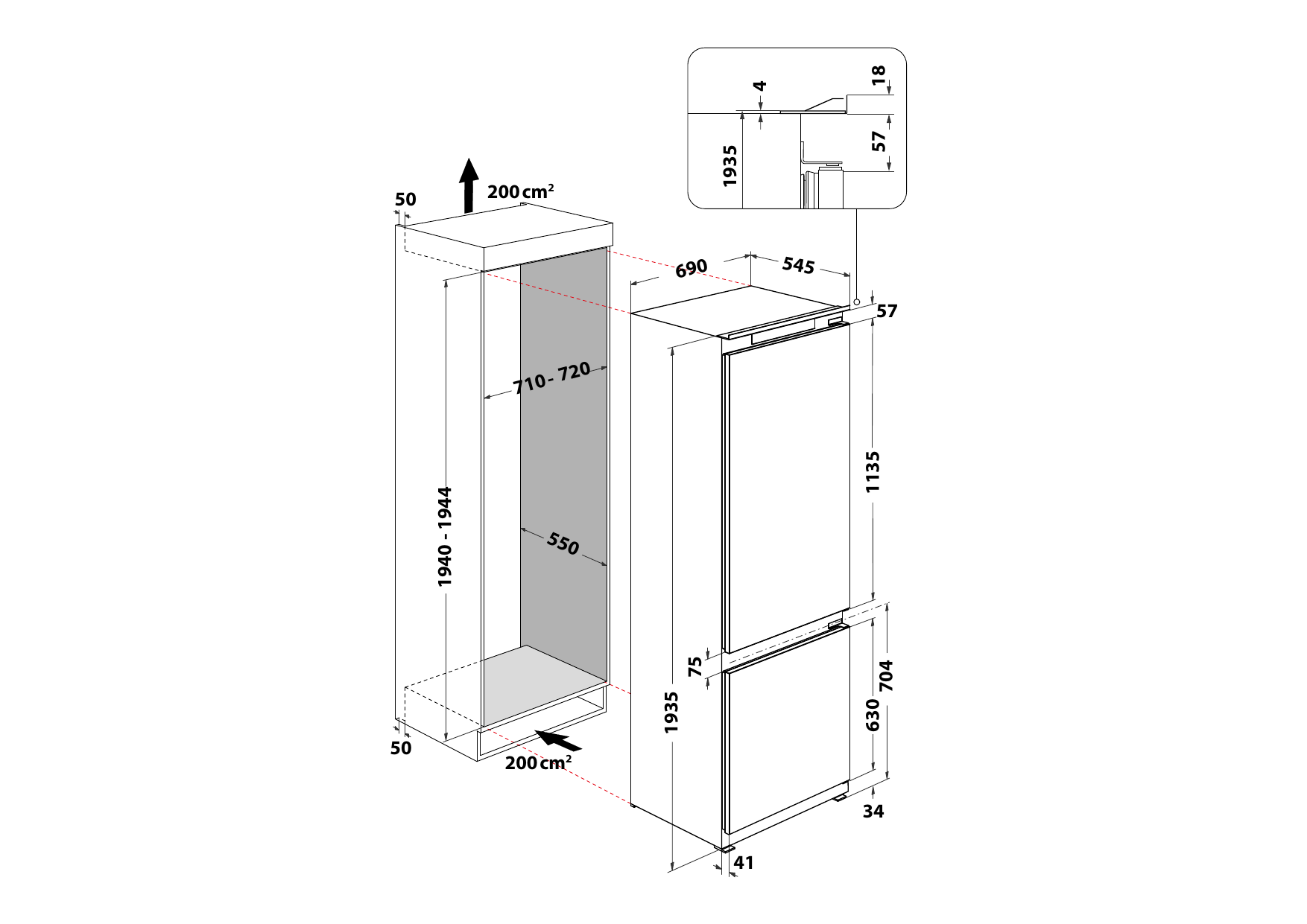 Whirlpool SP40 801 EU Product technical drawing | Manualzz
