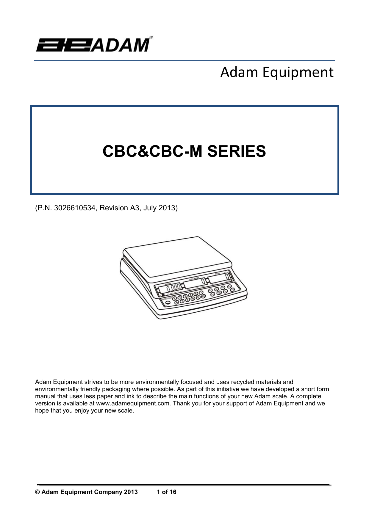 4,000g Capacity Adam Cruiser Bench Scale, 0.1g Readability