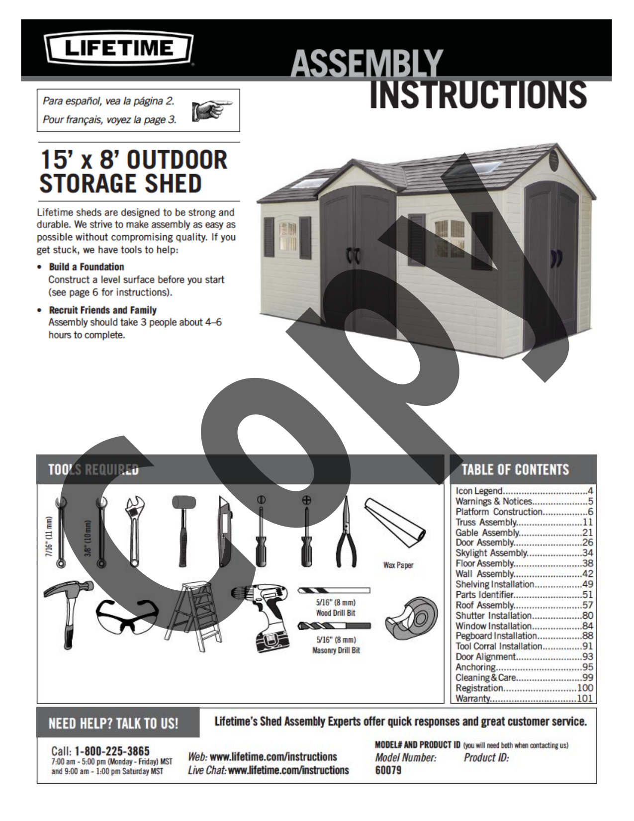 Lifetime Shed Assembly Instructions