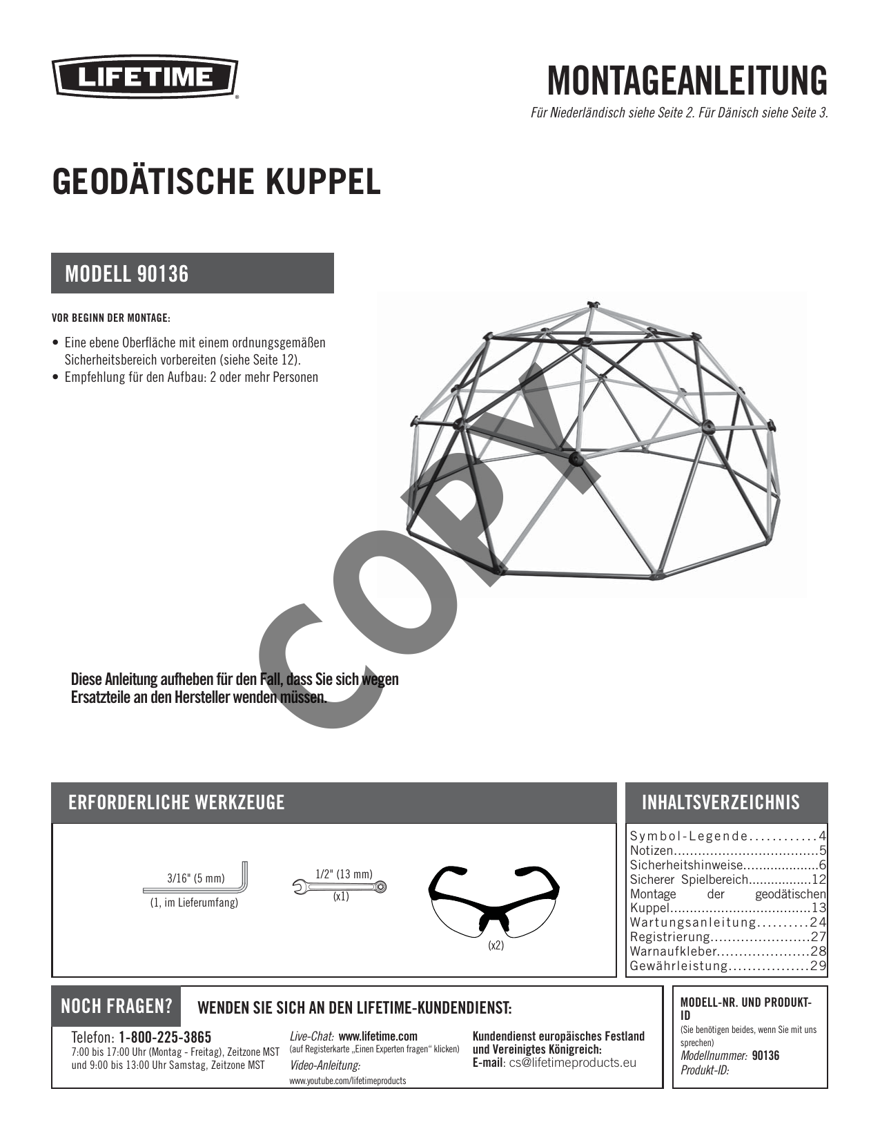 Lifetime 90136 60Inch Climbing Dome Bedienungsanleitung Manualzz