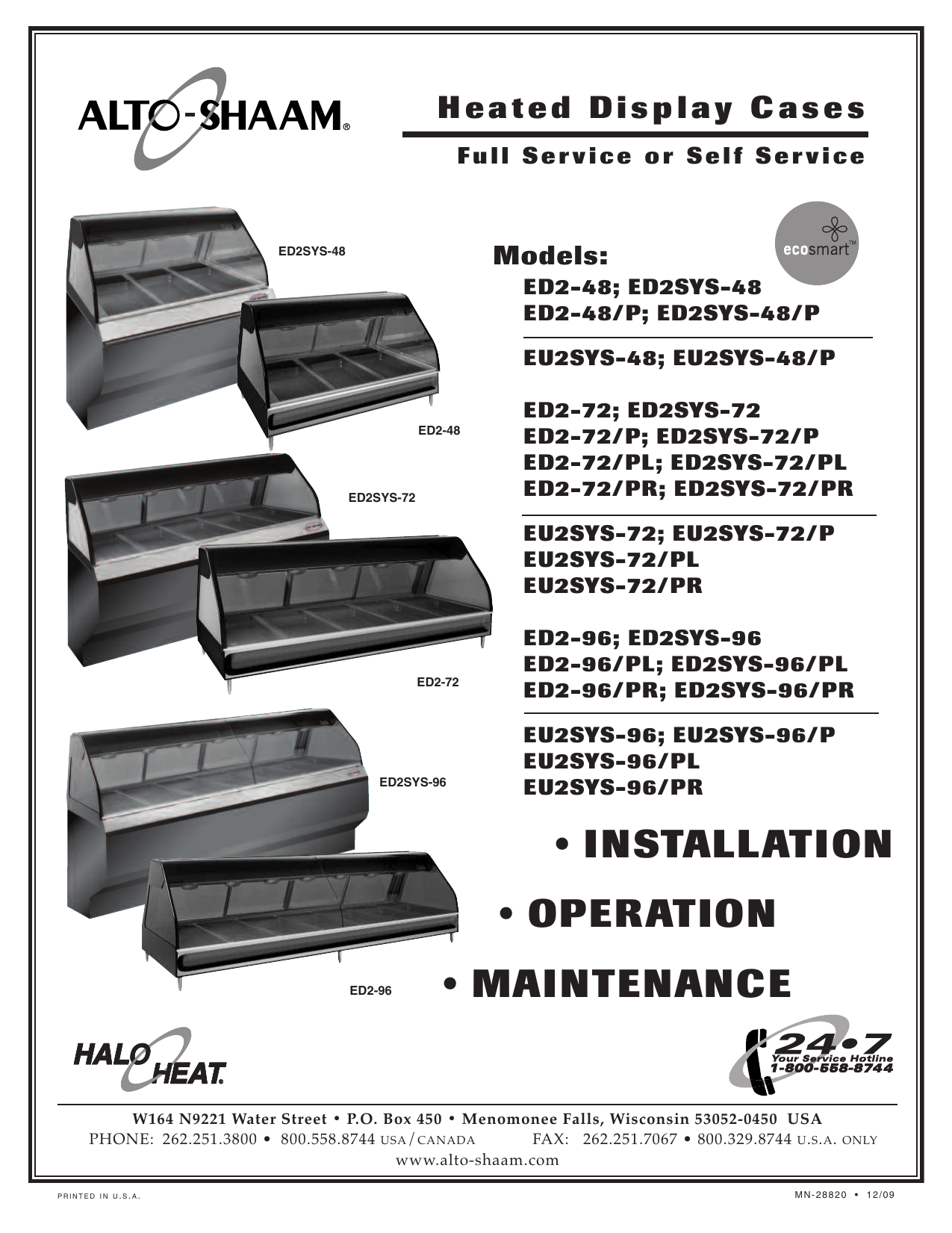 Alto Shaam EU2SYS-96/P Operation Manual | Manualzz