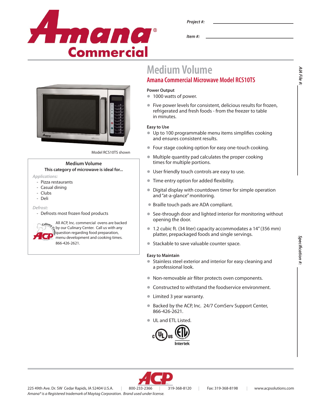 amana commercial microwave instructions