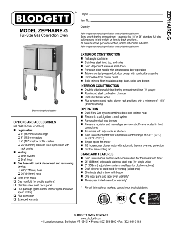 Blodgett Zephaire-200-g Parts Breakdown