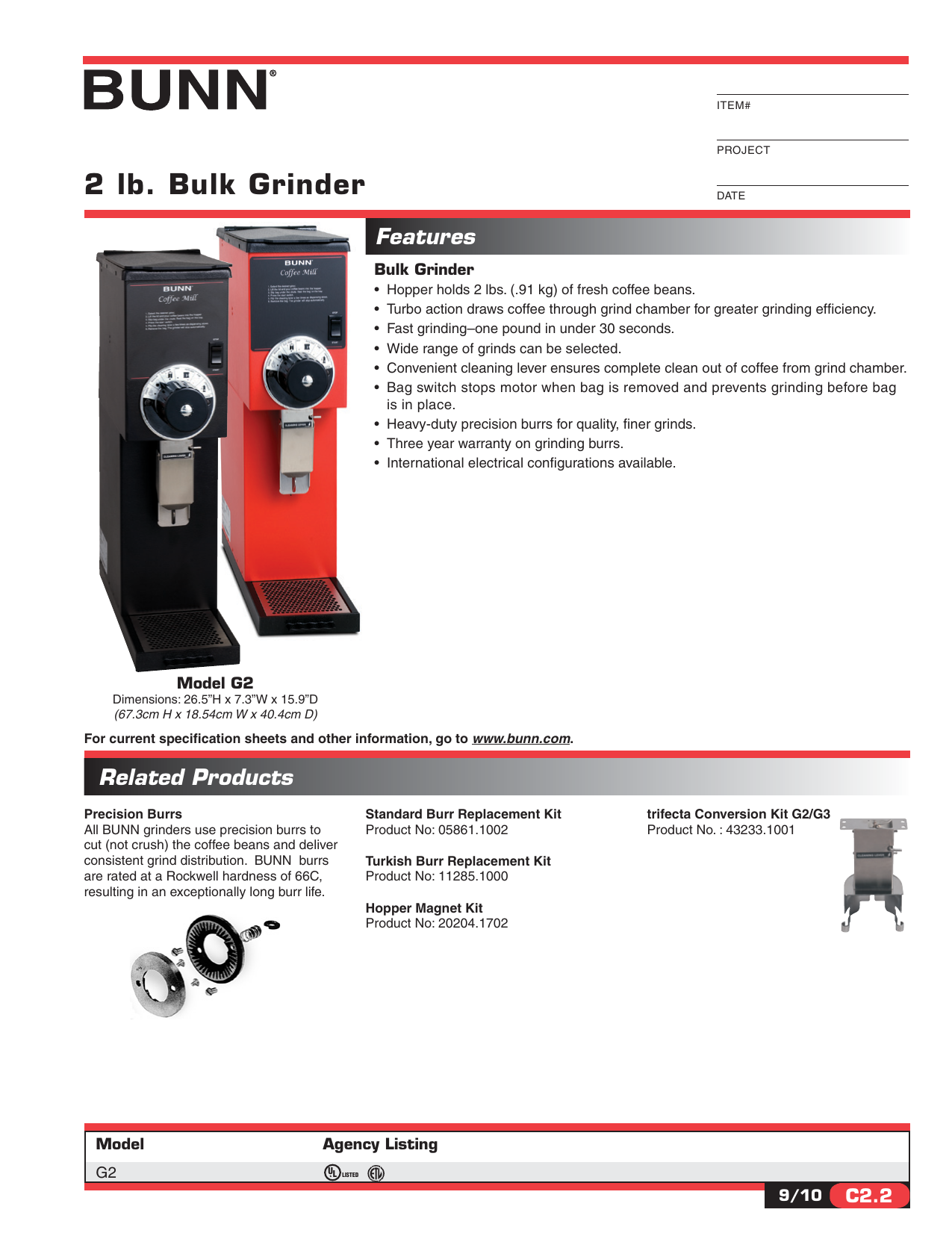 Bunn-O-Matic G2 HD Black General Manual 