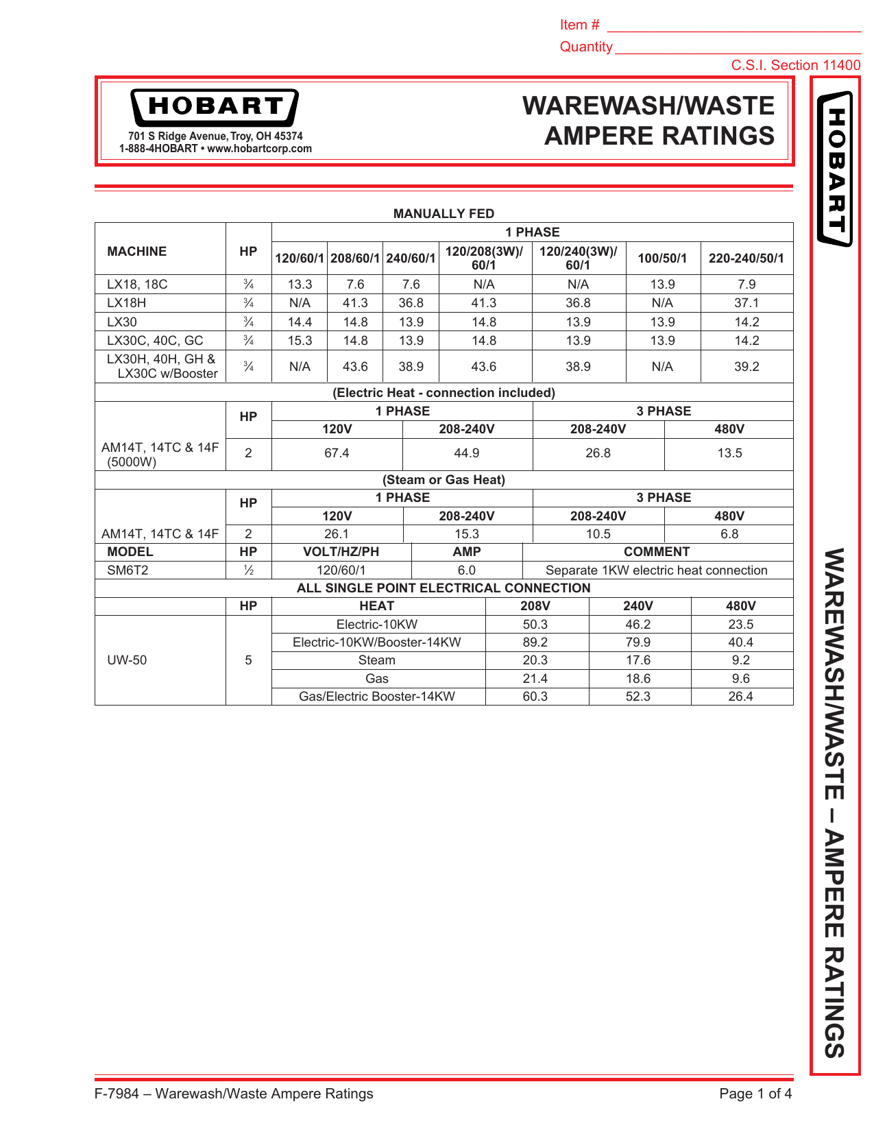 Hobart Crs66a Parts Manual