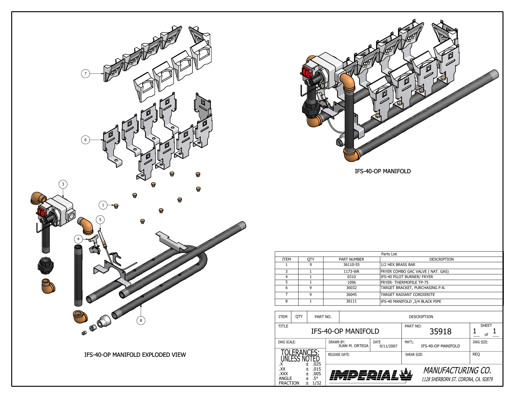 IMPERIAL 36212 GAS FRYER FENWAL SAFETY THERMOSTAT PROBE IFS-40-OP IFS-50-OP ETC 