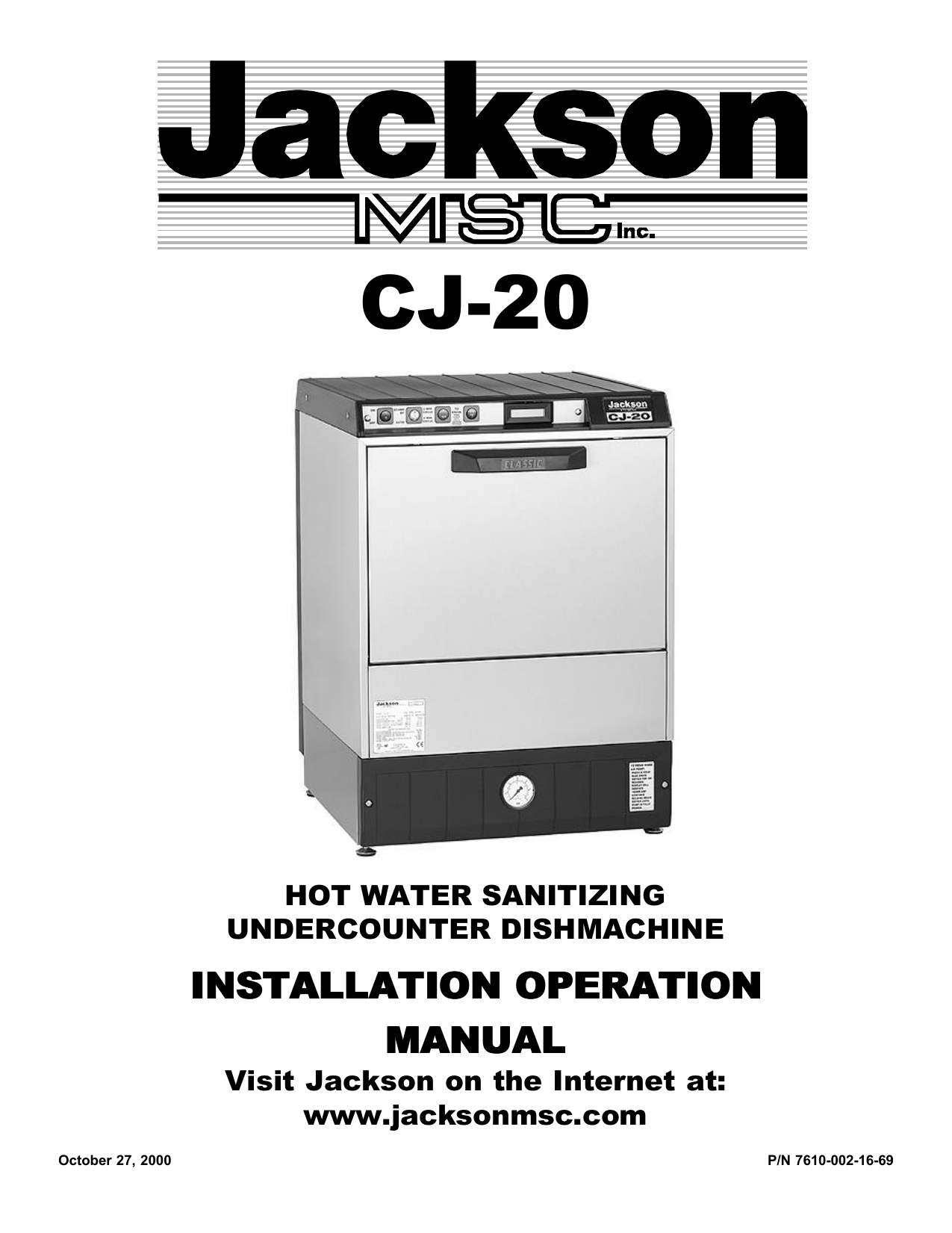 Jackson Dalton Dishwasher Cj 20 Service Manual Manualzz
