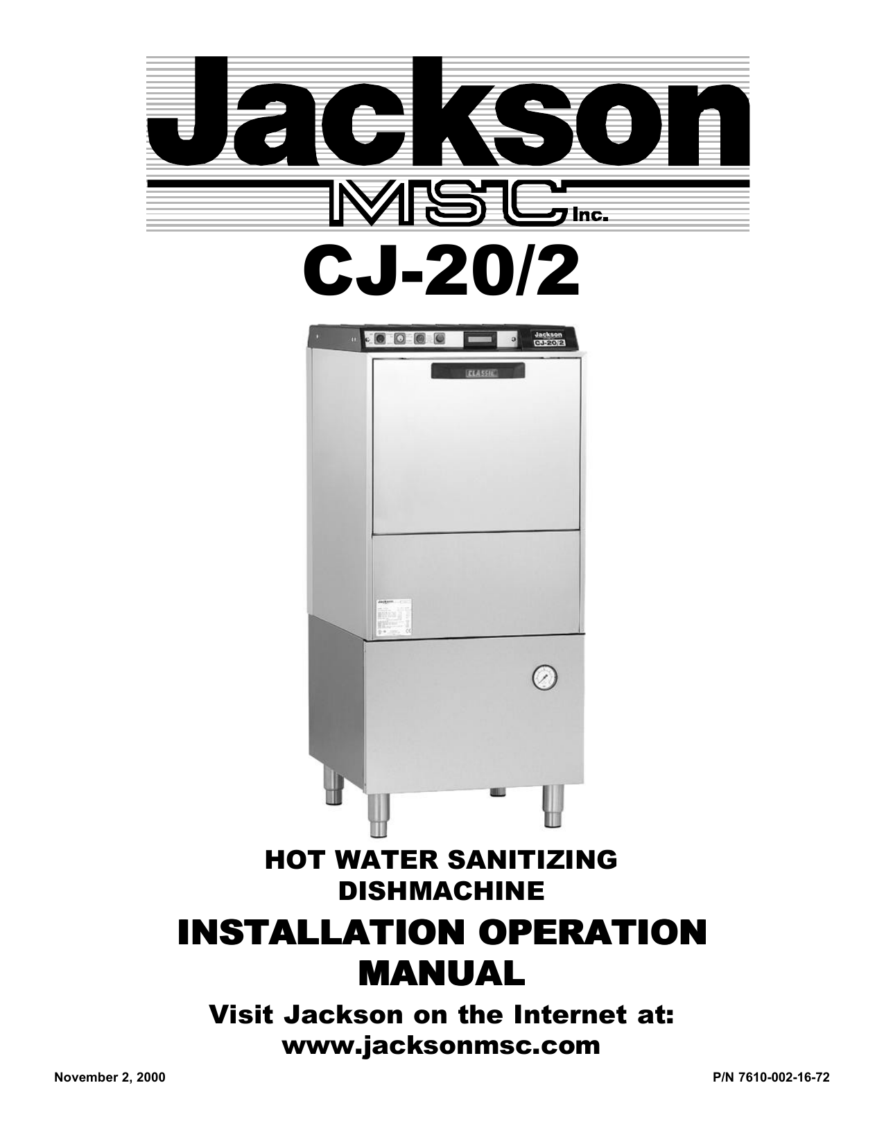 Jackson Dalton Dishwasher Cj 20 2 Service Manual Manualzz