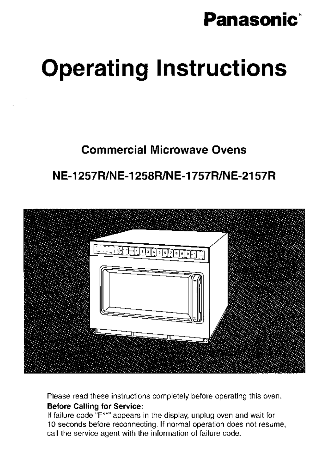 Panasonic Microwave NE2157R Operation Manual Manualzz